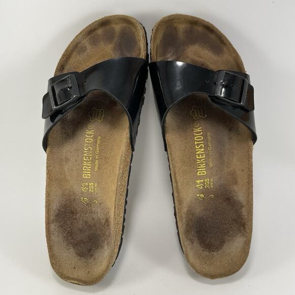 Birkenstock Madrid Slide Sandals Womens Size 41 US 10-10.5 Black Patent Leather - Picture 4 of 10
